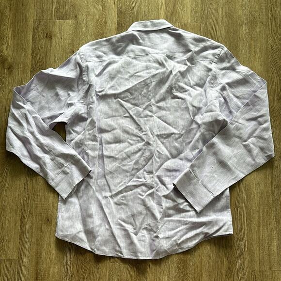 UNTUCKit Linen Button Front Long Sleeve Shirt Light Purple Size Large - Picture 5 of 5
